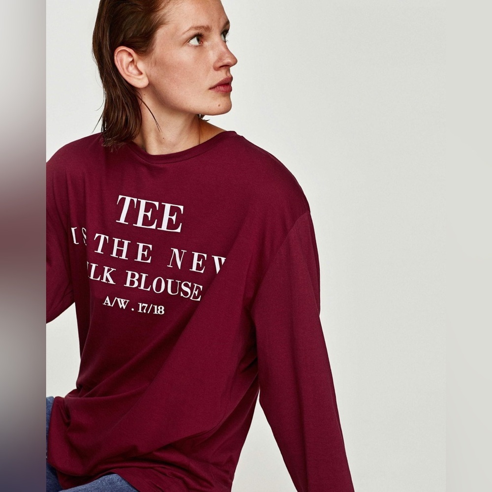 Zara womans burgundy long sleeve nwt‎